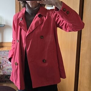 J. Jill Vibrant Pink Double-Breasted Trench Coat